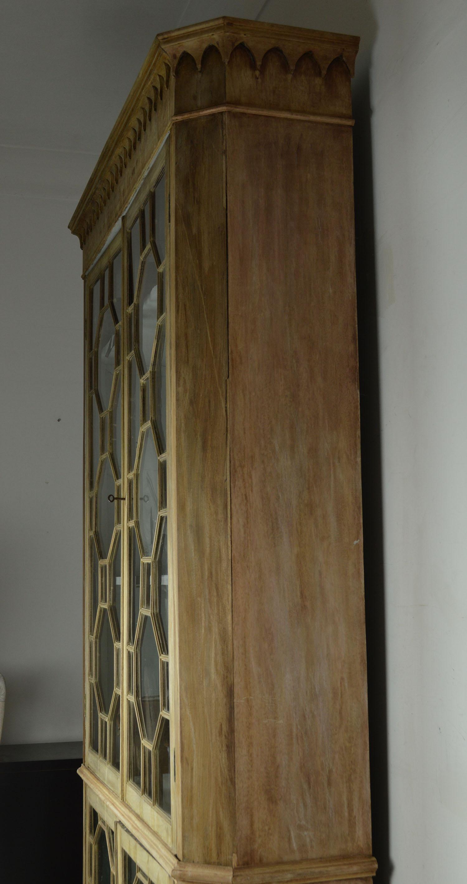 Antique Georgian Style Bleached Mahogany Astragal Glazed Bookcase 2