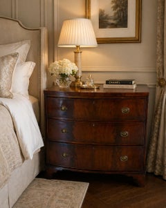 Antique Georgian Style Bow Front Chest of Drawers Figured Mahogany Brass Handles
