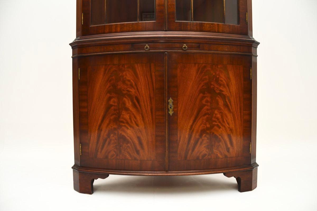 Glass Antique Georgian Style Bow Front Corner Cabinet For Sale