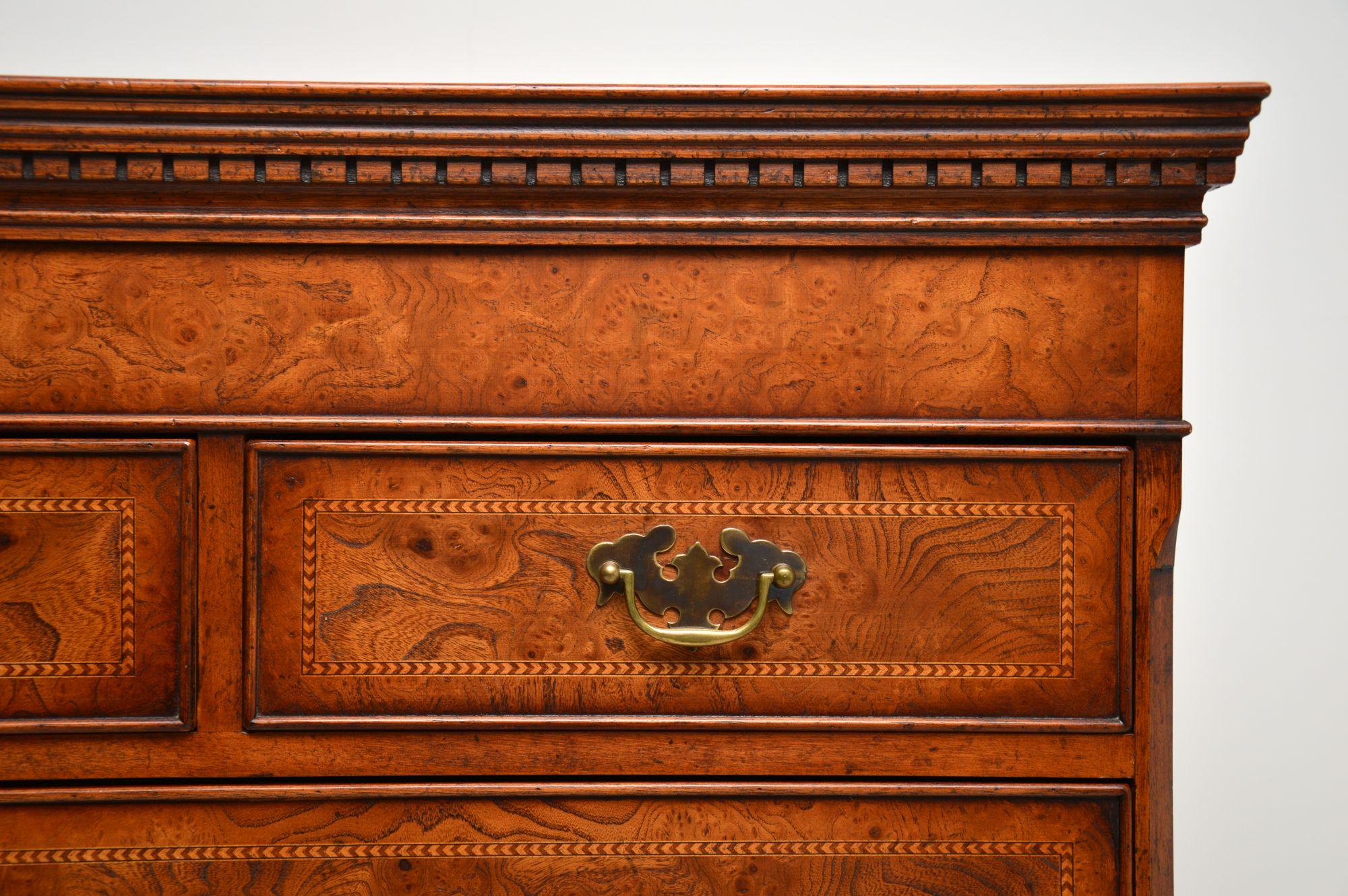 Antique Georgian Style Burr Elm Chest on Chest 1