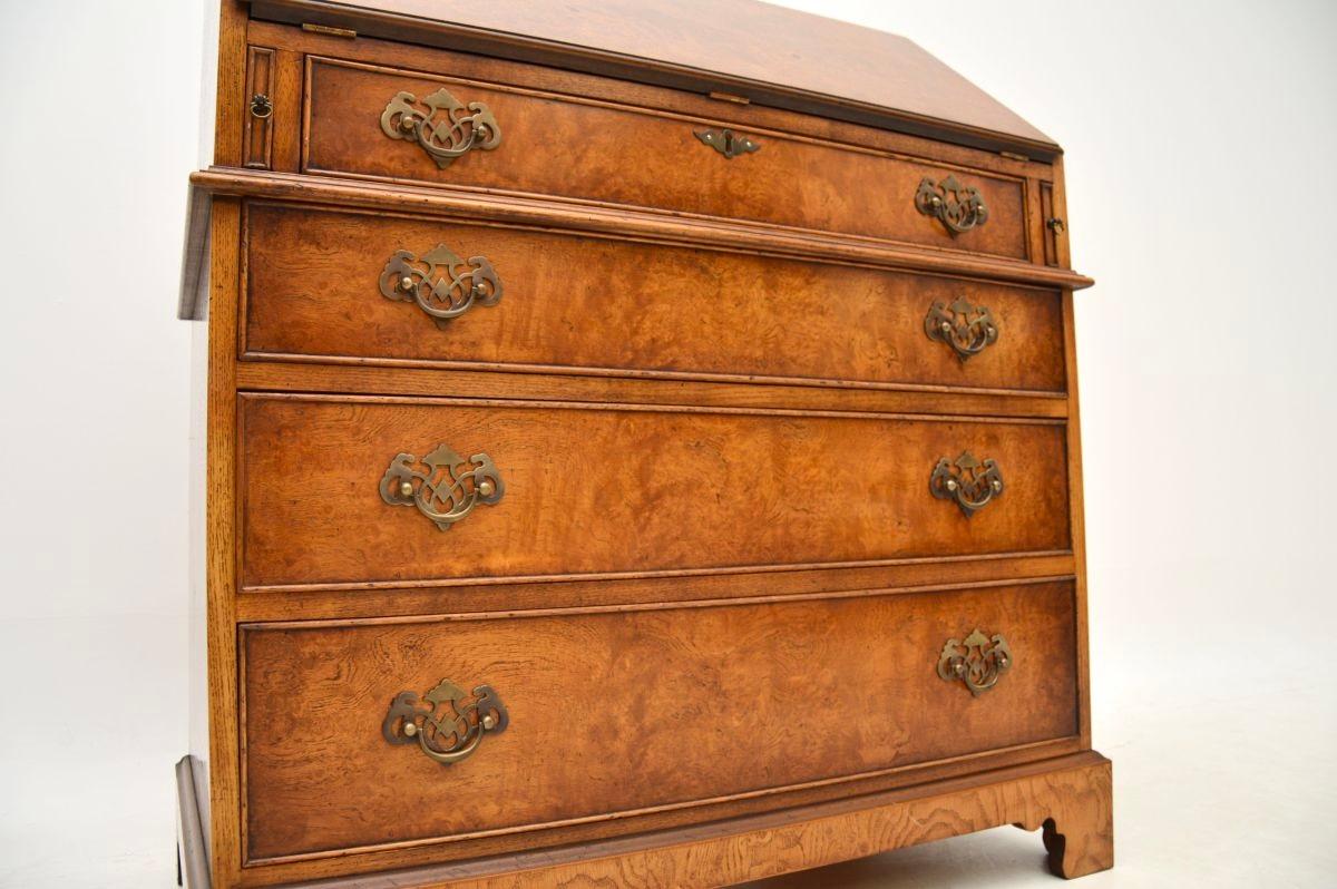 Antique Georgian Style Burr Elm Writing Bureau For Sale 5