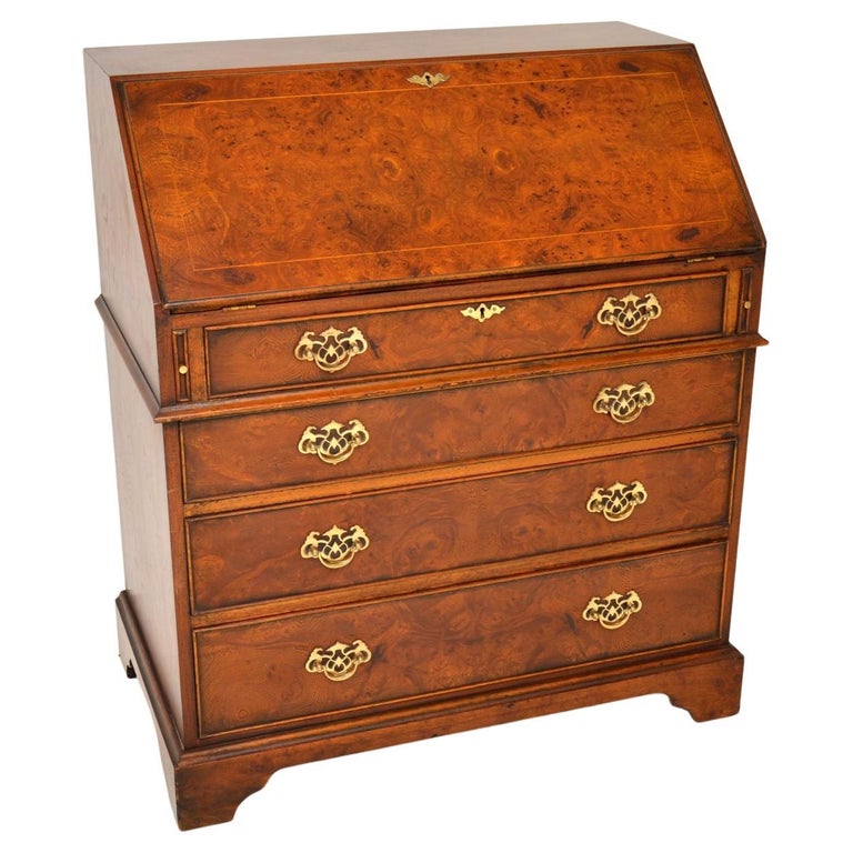Antique Style Burr Elm Writing Bureau For Sale at 1stDibs