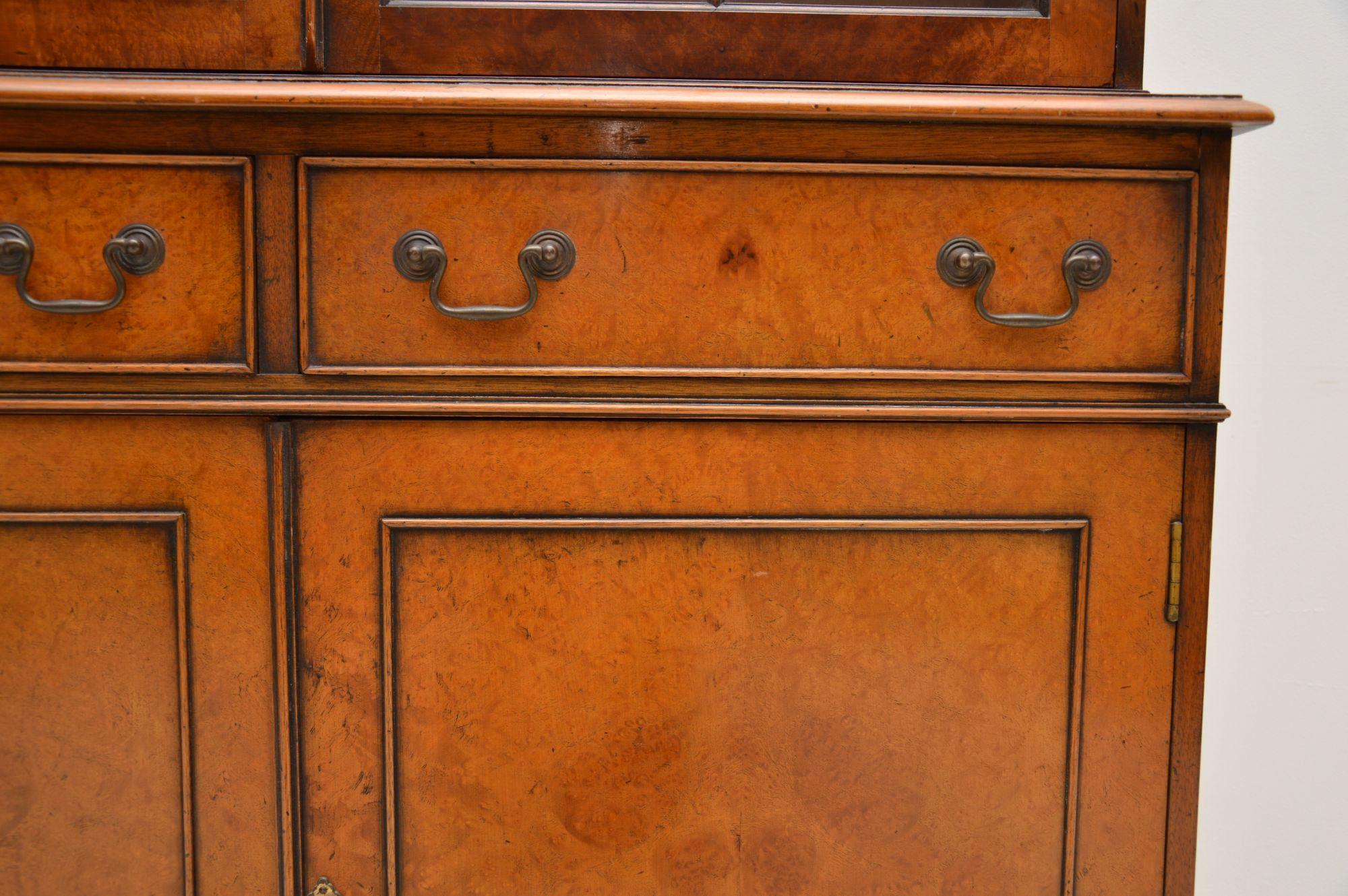 Mid-20th Century Antique Georgian Style Burr Walnut Bookcase