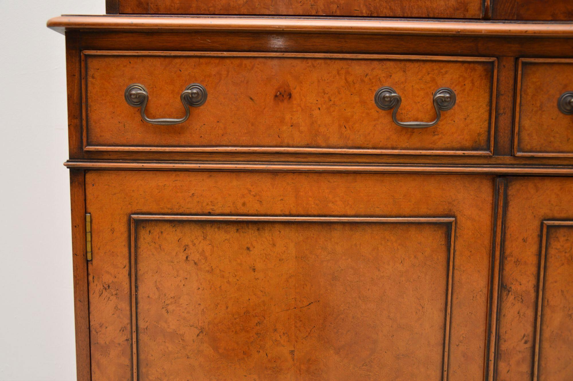 Antique Georgian Style Burr Walnut Bookcase 1