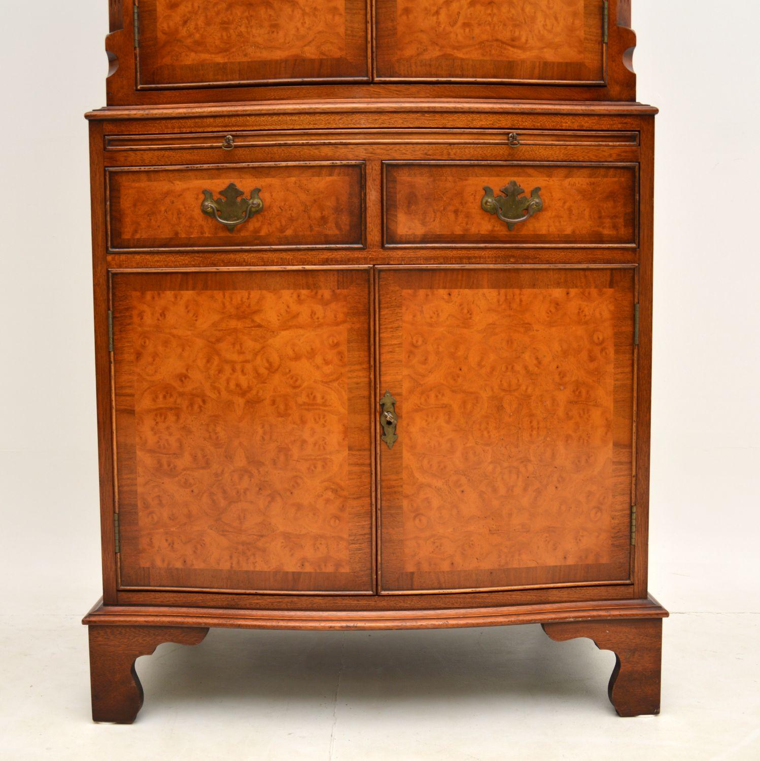 Mid-20th Century Antique Georgian Style Burr Walnut Cabinet