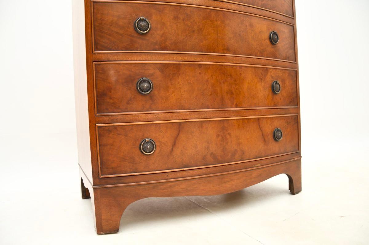 Antique Georgian Style Burr Walnut Chest of Drawers For Sale 5