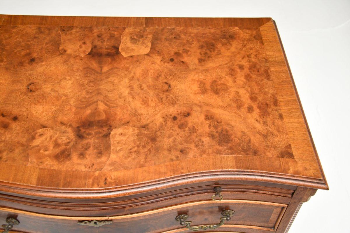 Antique Georgian Style Burr Walnut Chest of Drawers For Sale 5