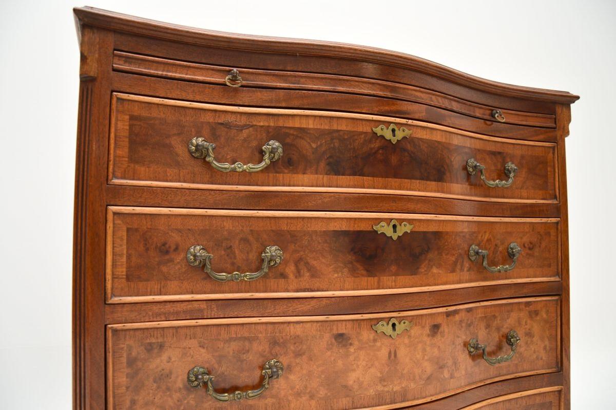 Antique Georgian Style Burr Walnut Chest of Drawers For Sale 6