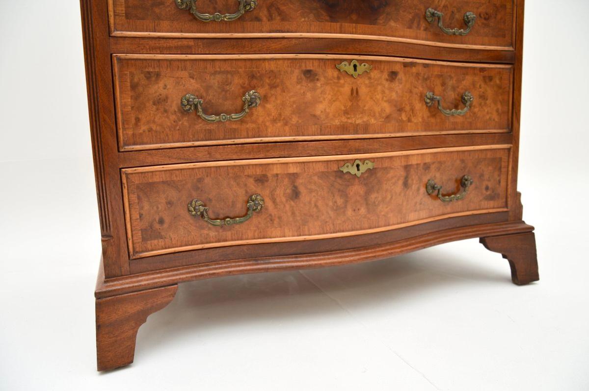 Antique Georgian Style Burr Walnut Chest of Drawers For Sale 7
