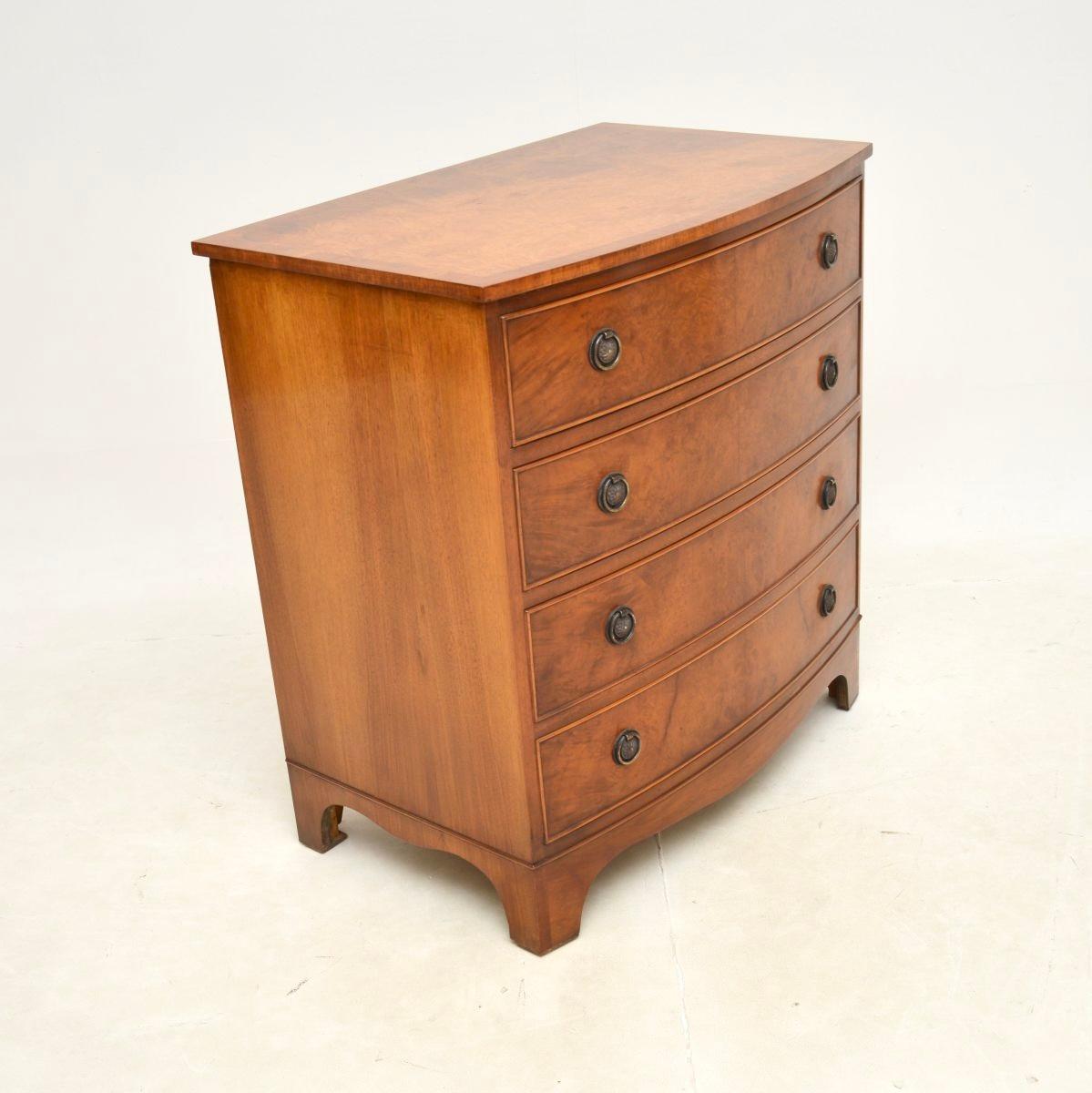 British Antique Georgian Style Burr Walnut Chest of Drawers For Sale