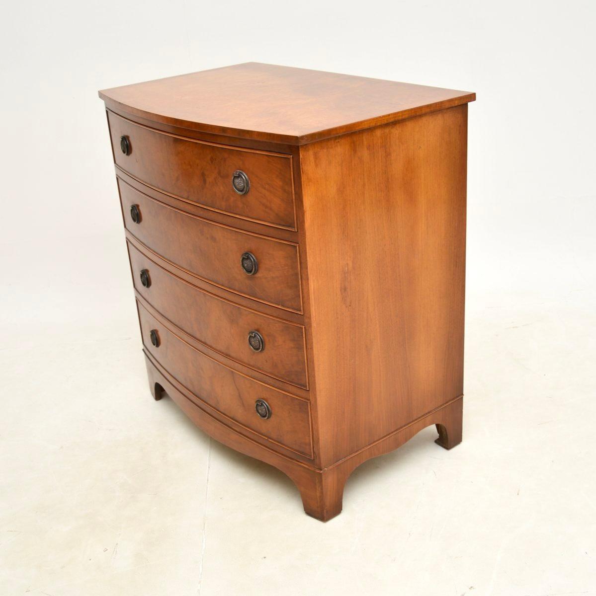 Mid-20th Century Antique Georgian Style Burr Walnut Chest of Drawers For Sale