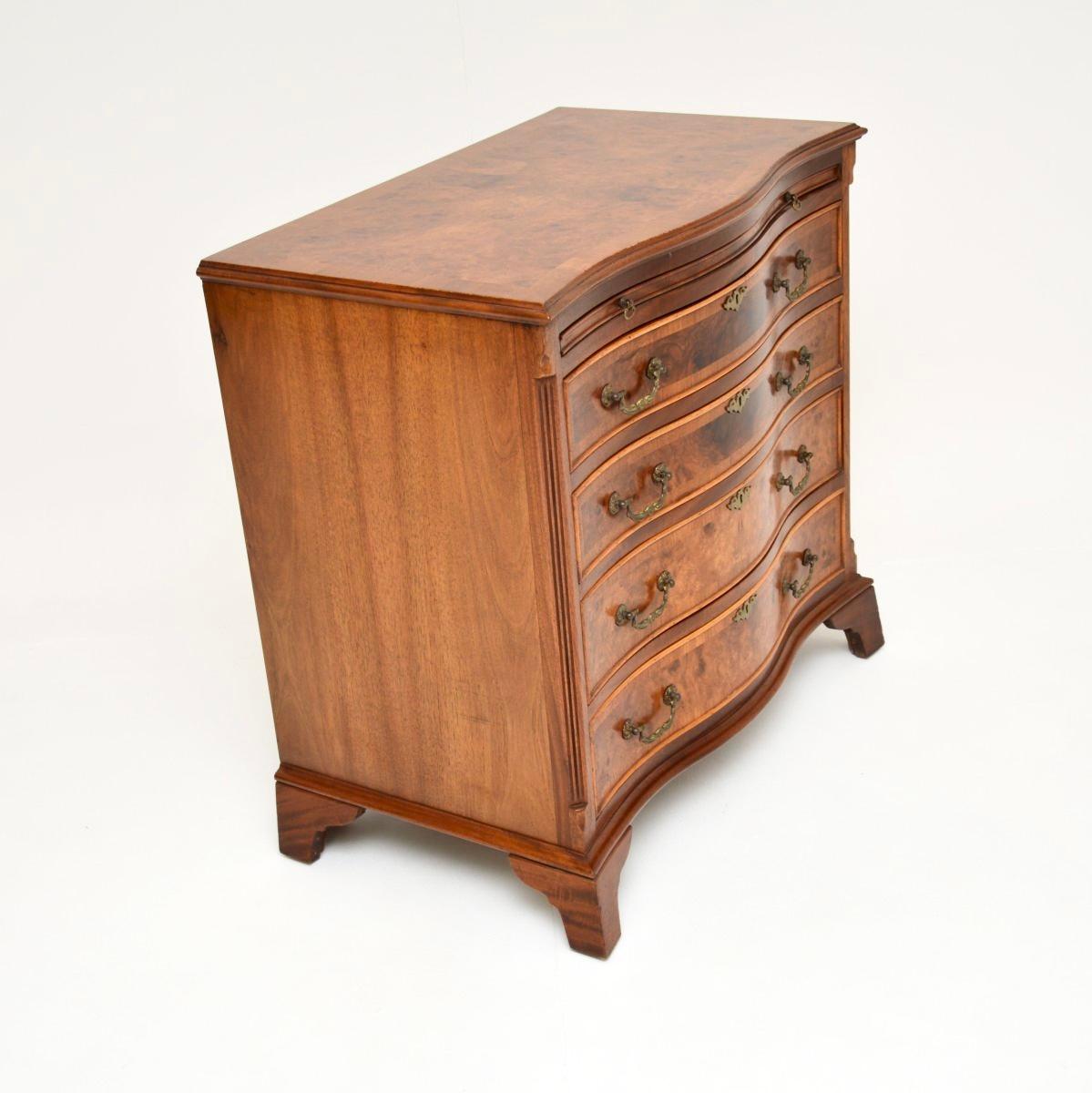 Mid-20th Century Antique Georgian Style Burr Walnut Chest of Drawers For Sale
