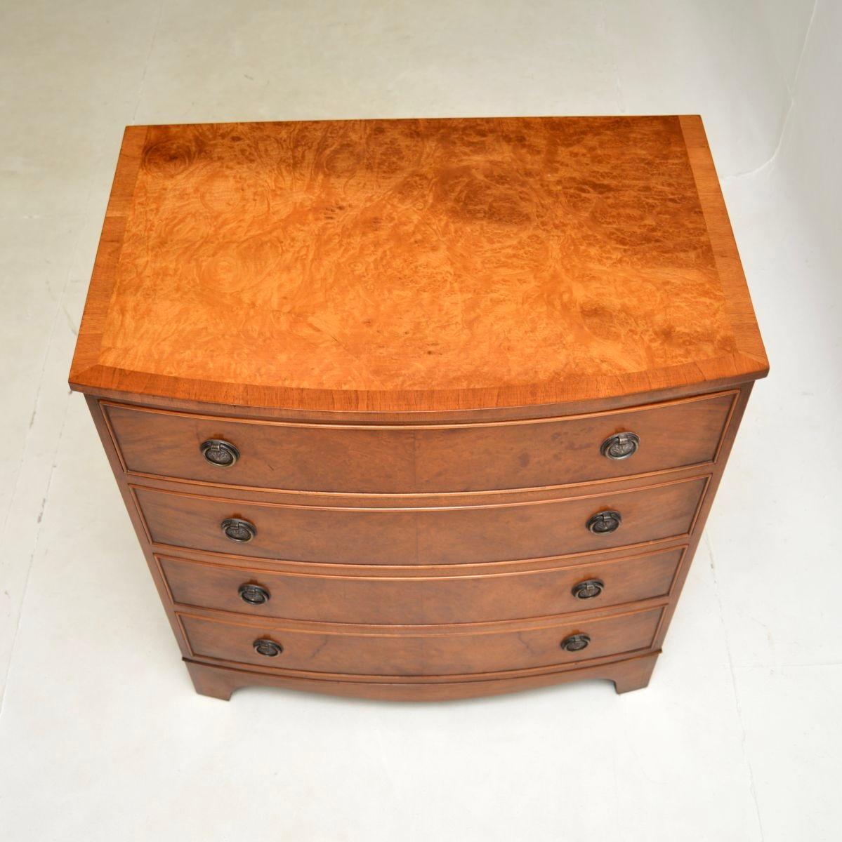 Antique Georgian Style Burr Walnut Chest of Drawers For Sale 1