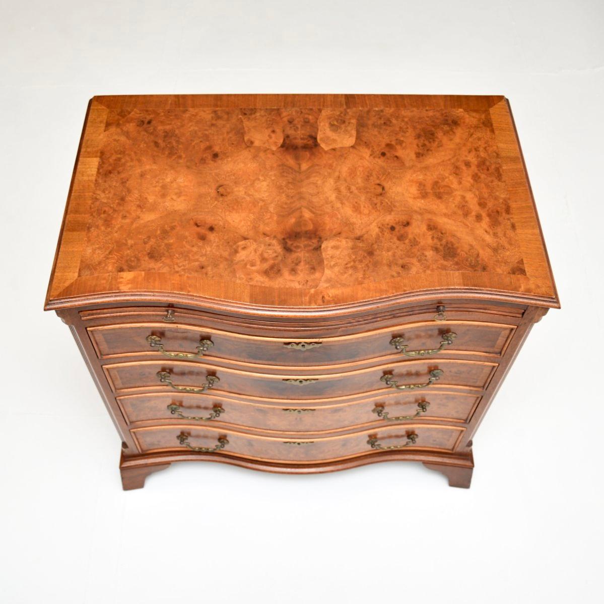 Antique Georgian Style Burr Walnut Chest of Drawers For Sale 2