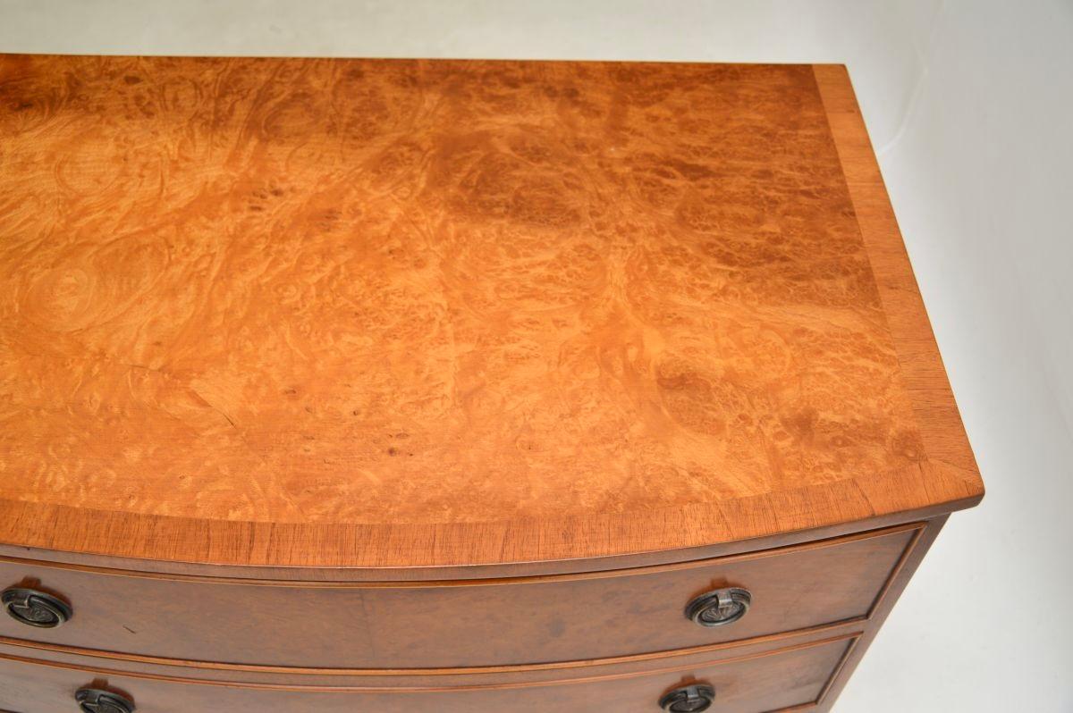 Antique Georgian Style Burr Walnut Chest of Drawers For Sale 3