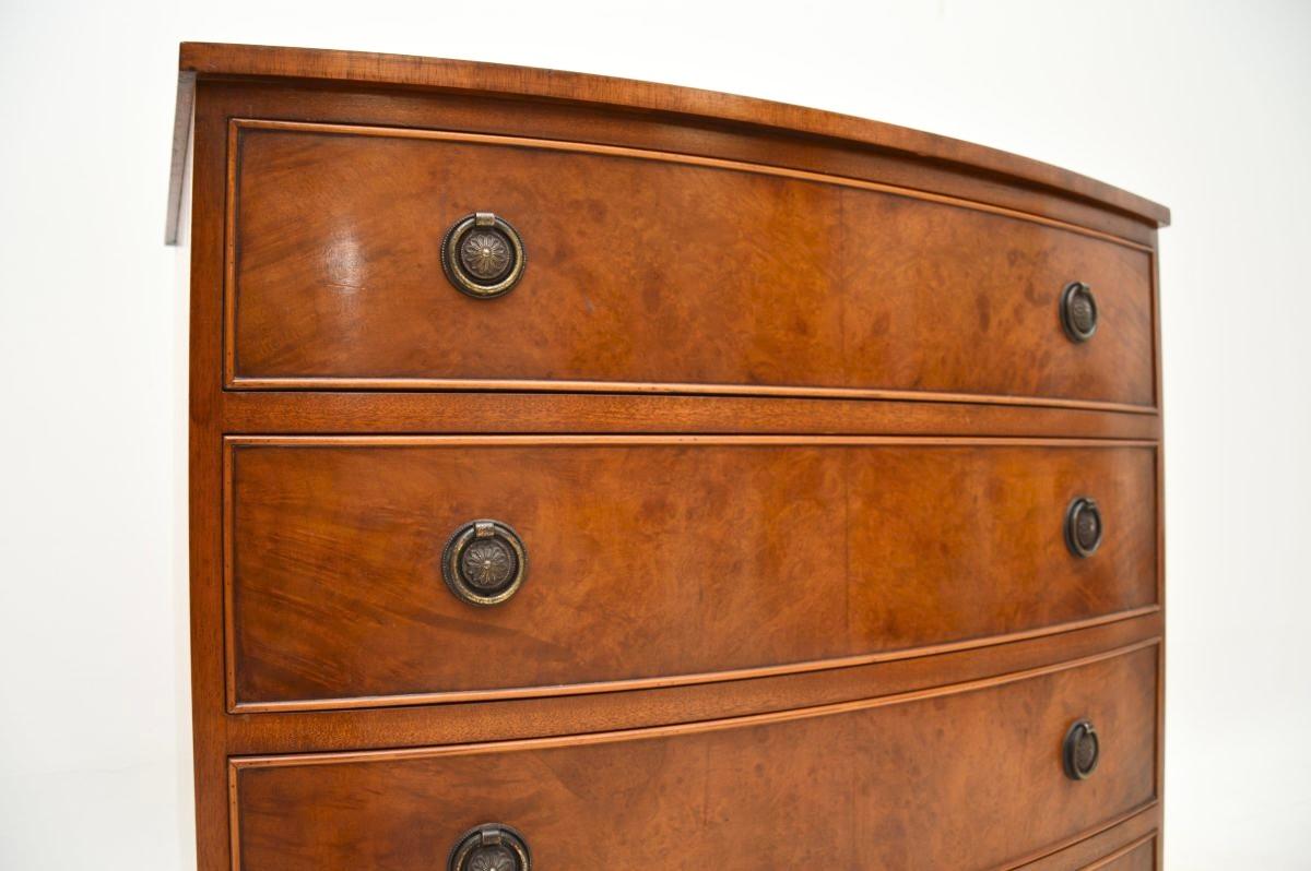 Antique Georgian Style Burr Walnut Chest of Drawers For Sale 4
