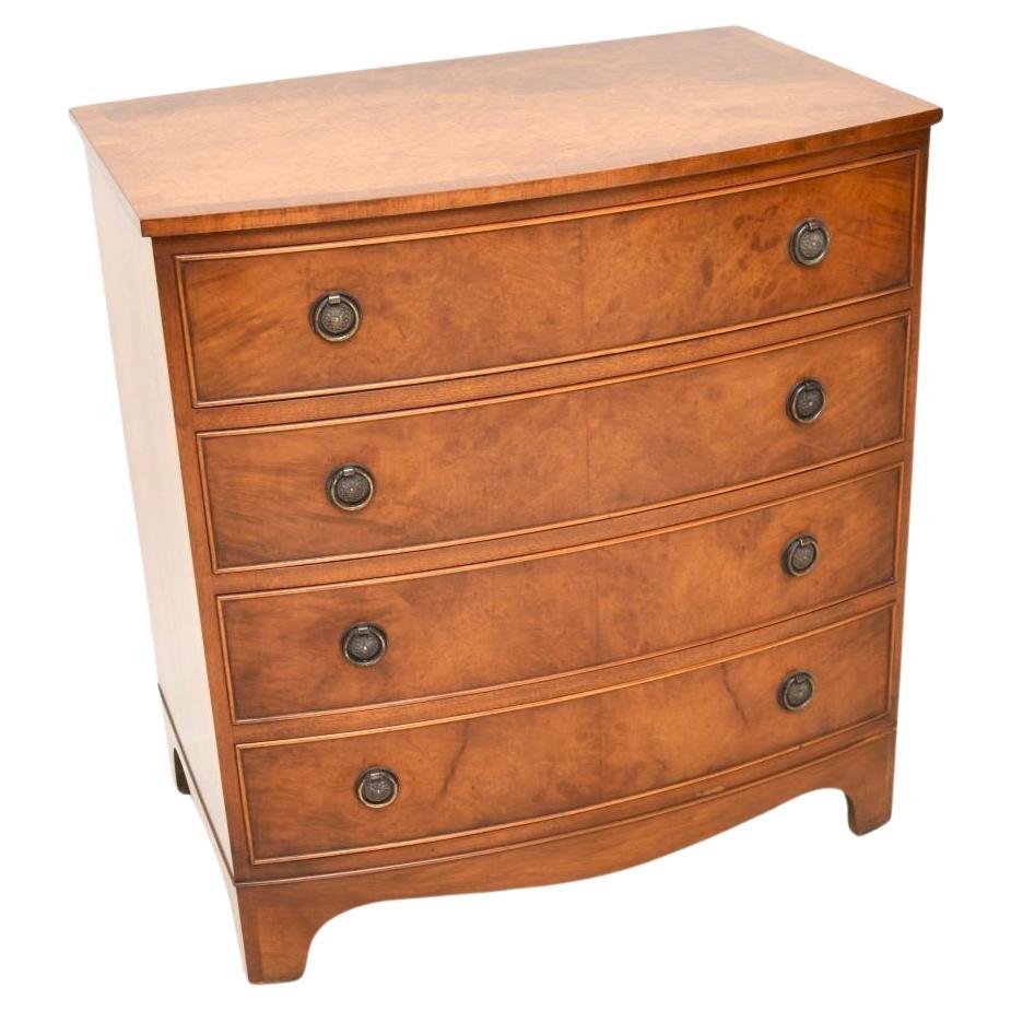 Antique Georgian Style Burr Walnut Chest of Drawers For Sale
