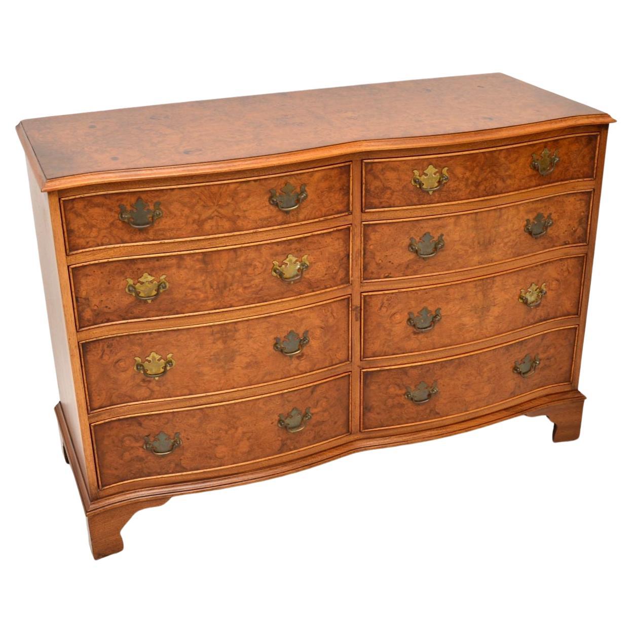 Antique Georgian Style Burr Walnut Chest of Drawers / Sideboard