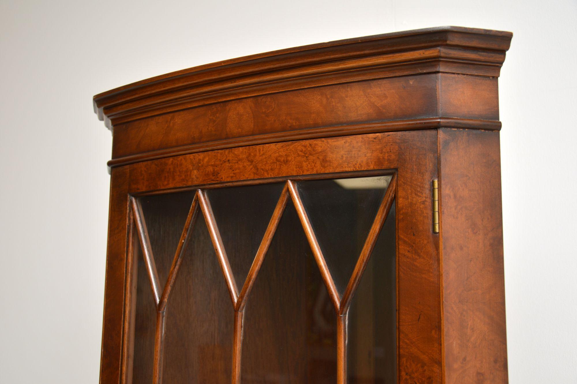 Antique Georgian Style Burr Walnut Corner Cabinet 1
