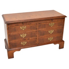 Antique Georgian Style Burr Walnut Low Boy Chest of Drawers