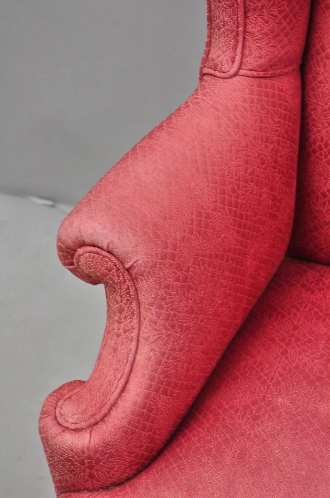 Antike georgianischen Stil geschnitzt Mahagoni High Wingback Lounge Chair w / Eagle Legs im Angebot 7