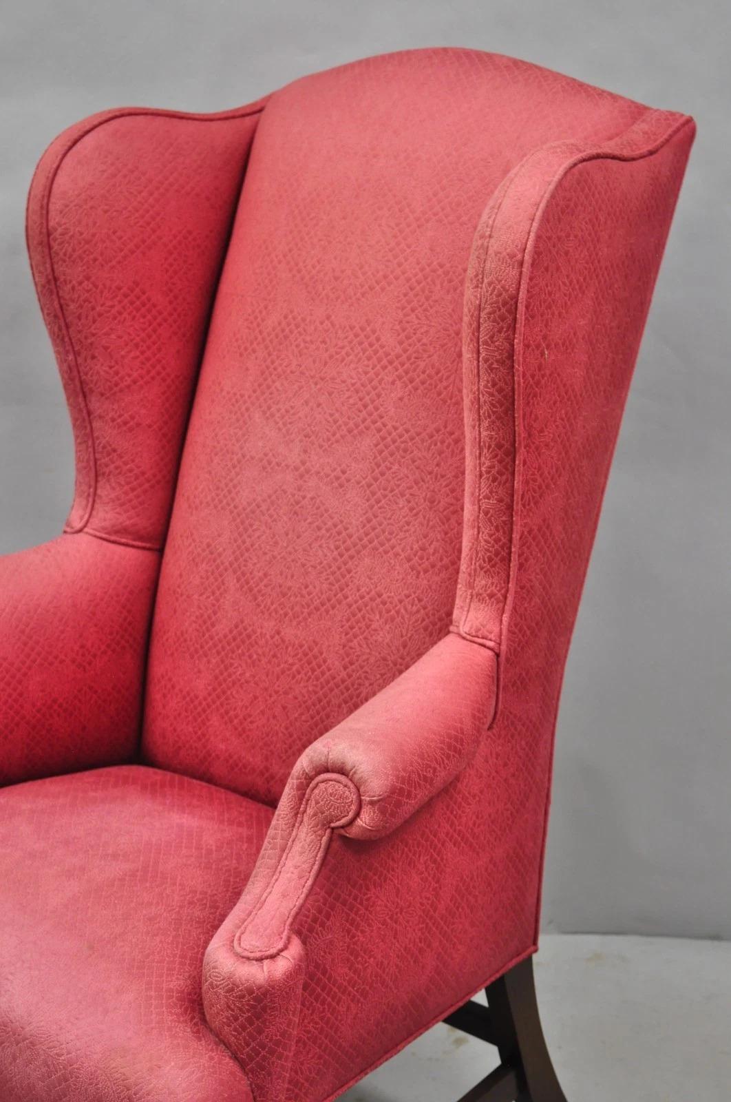 Antike georgianischen Stil geschnitzt Mahagoni High Wingback Lounge Chair w / Eagle Legs im Angebot 8