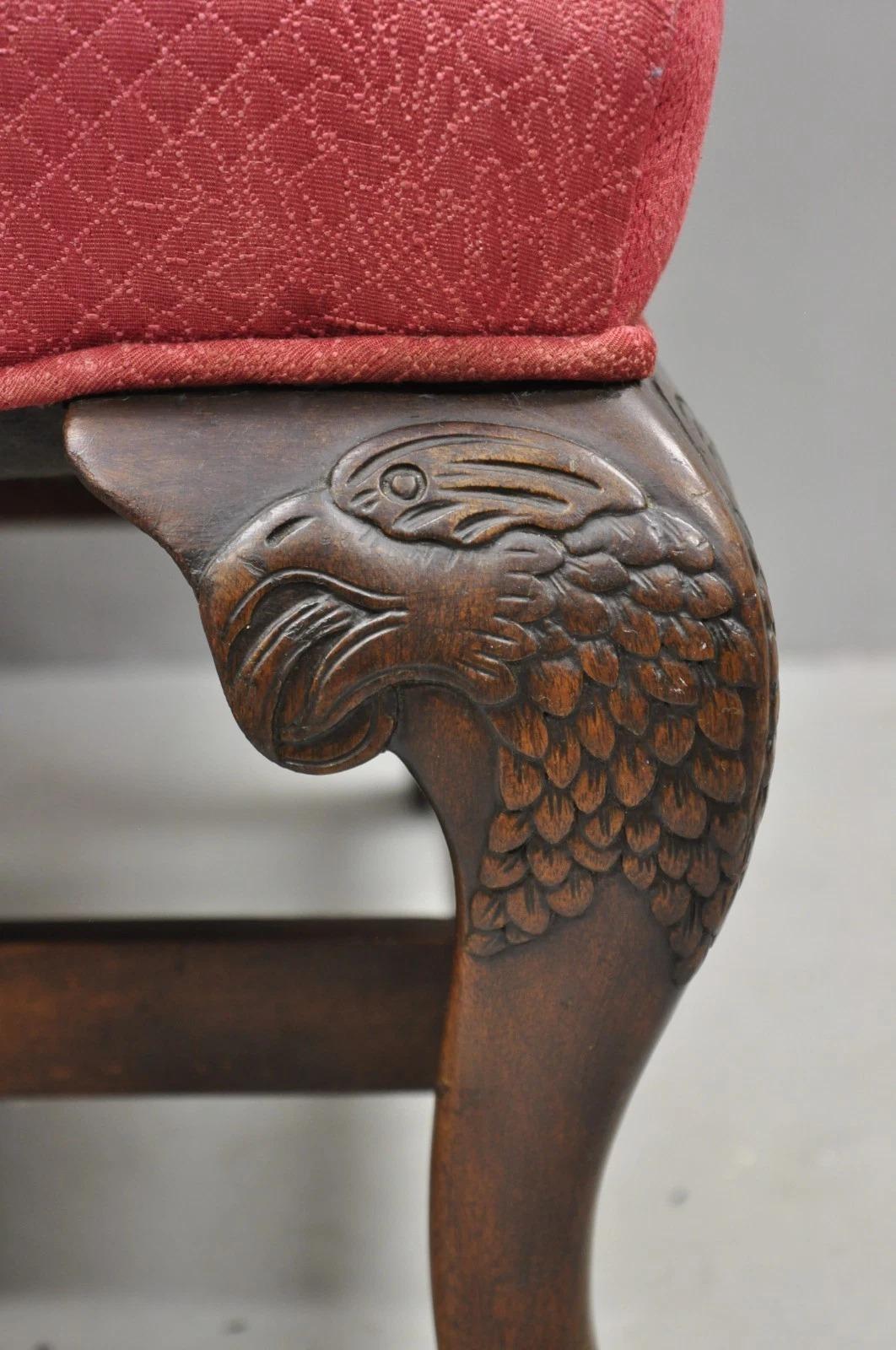 Antike georgianischen Stil geschnitzt Mahagoni High Wingback Lounge Chair w / Eagle Legs im Angebot 9