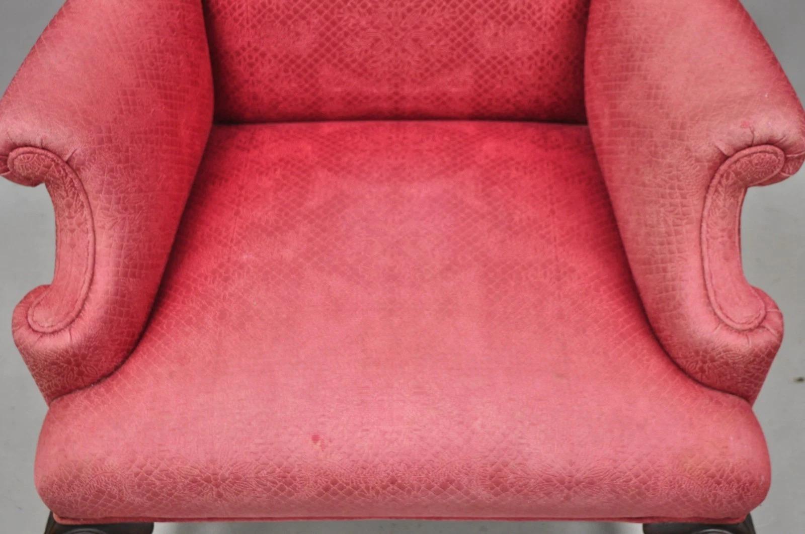 Antike georgianischen Stil geschnitzt Mahagoni High Wingback Lounge Chair w / Eagle Legs im Angebot 2