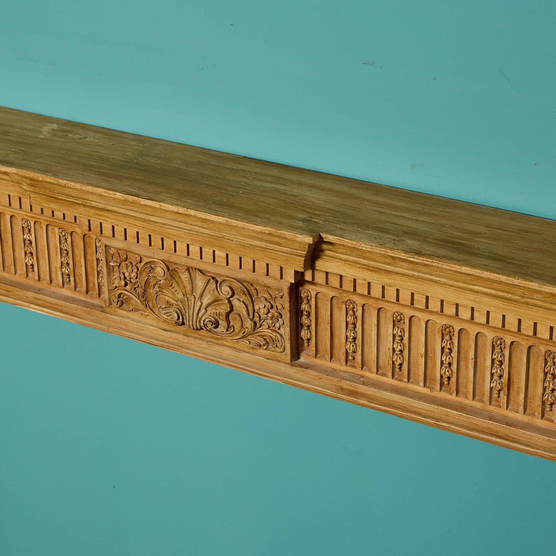 19th Century Antique Georgian Style Carved Pine Fire Mantel For Sale