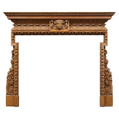 Antique Georgian Style Carved Pine Mantlepiece