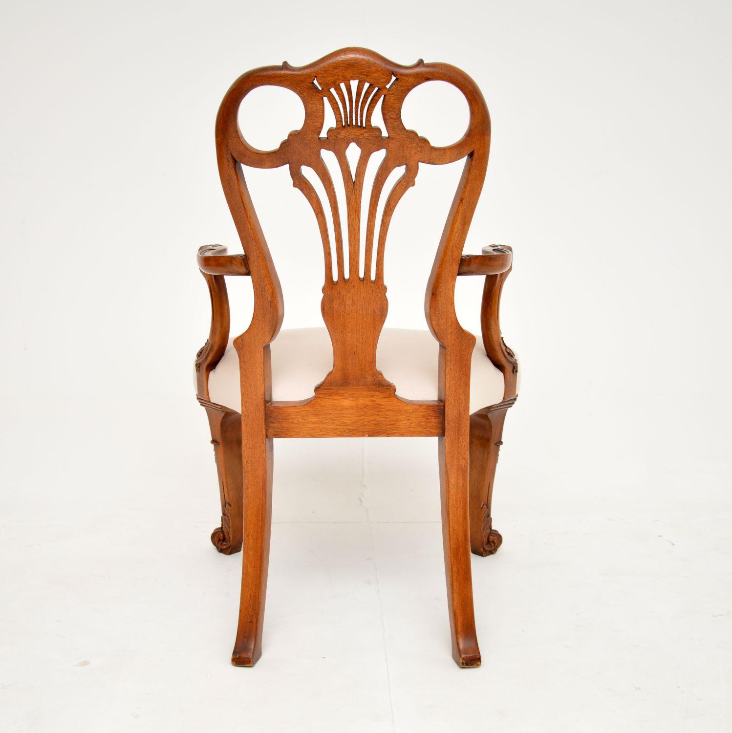 Early 20th Century Antique Georgian Style Carved Walnut Armchair