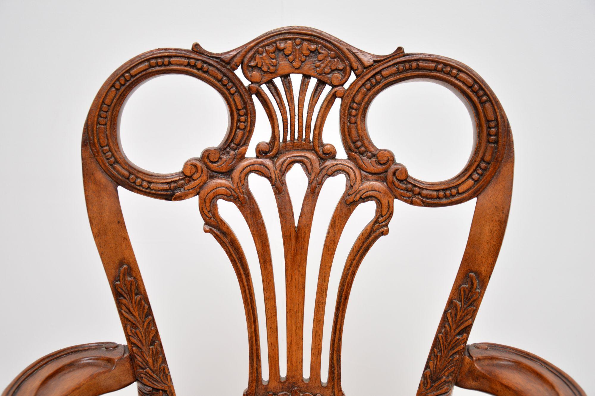 Antique Georgian Style Carved Walnut Armchair 2