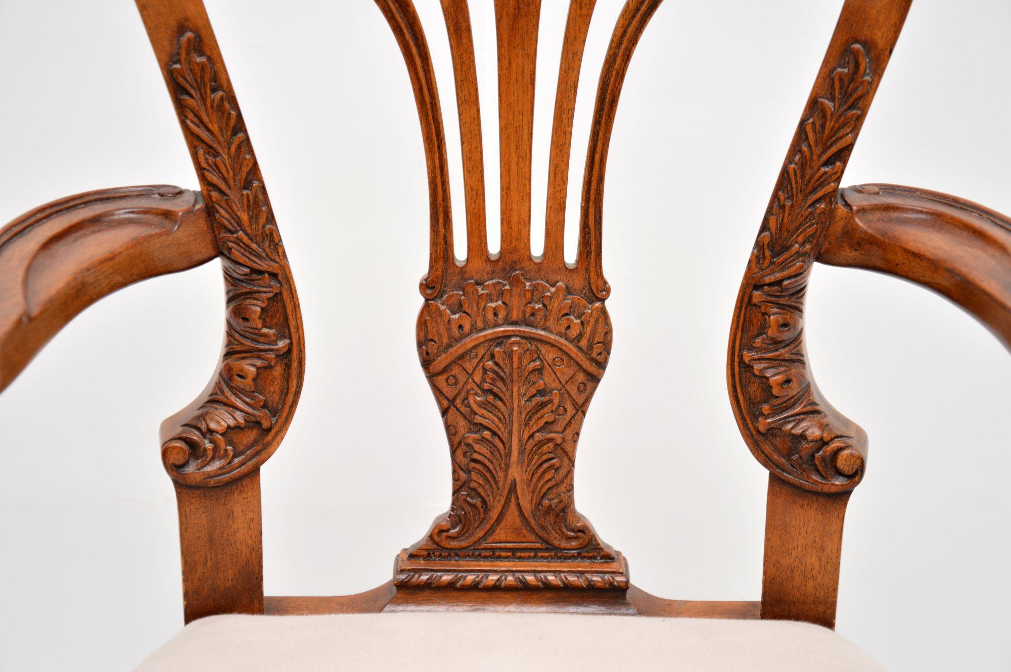 Antique Georgian Style Carved Walnut Armchair 3