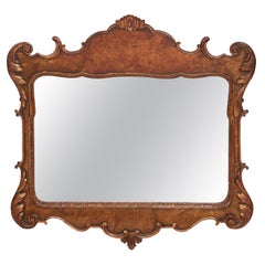 Antique Georgian Style Carved Walnut Wall Mirror