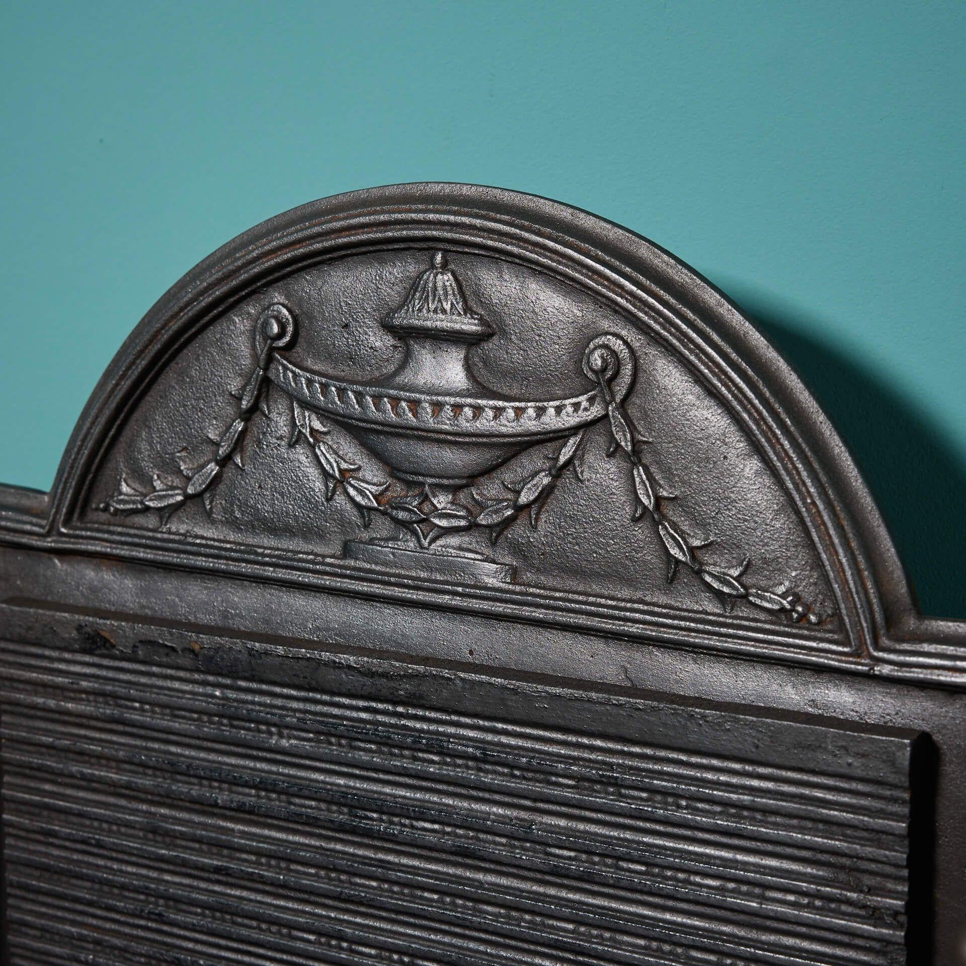 English Antique Georgian Style Cast Iron Fire Grate For Sale