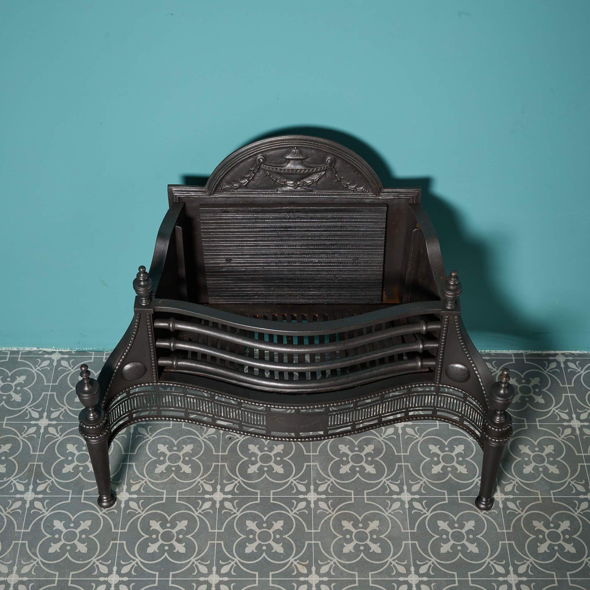 Metal Antique Georgian Style Cast Iron Fire Grate For Sale