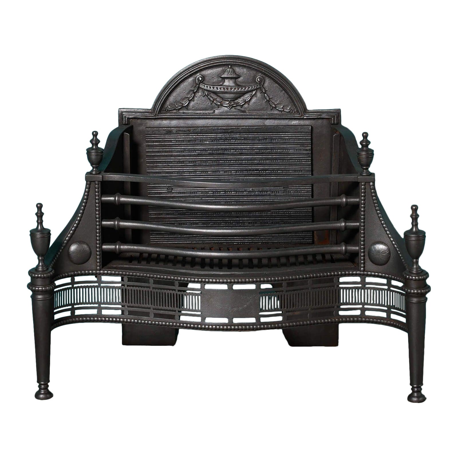 Antique Georgian Style Cast Iron Fire Grate For Sale