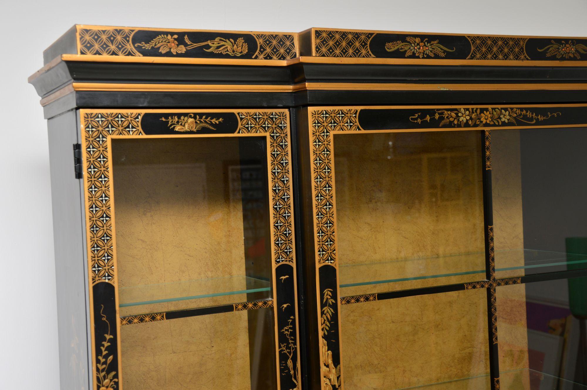 Antique Georgian Style Chinoiserie Breakfront Bookcase 3