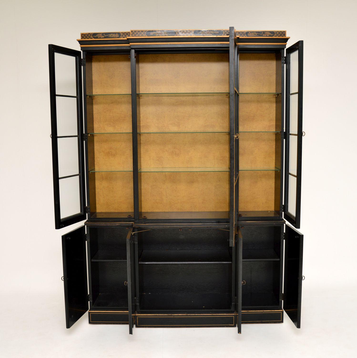 Antique Georgian Style Chinoiserie Breakfront Bookcase 5