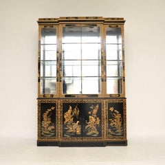 Antique Georgian Style Chinoiserie Breakfront Bookcase