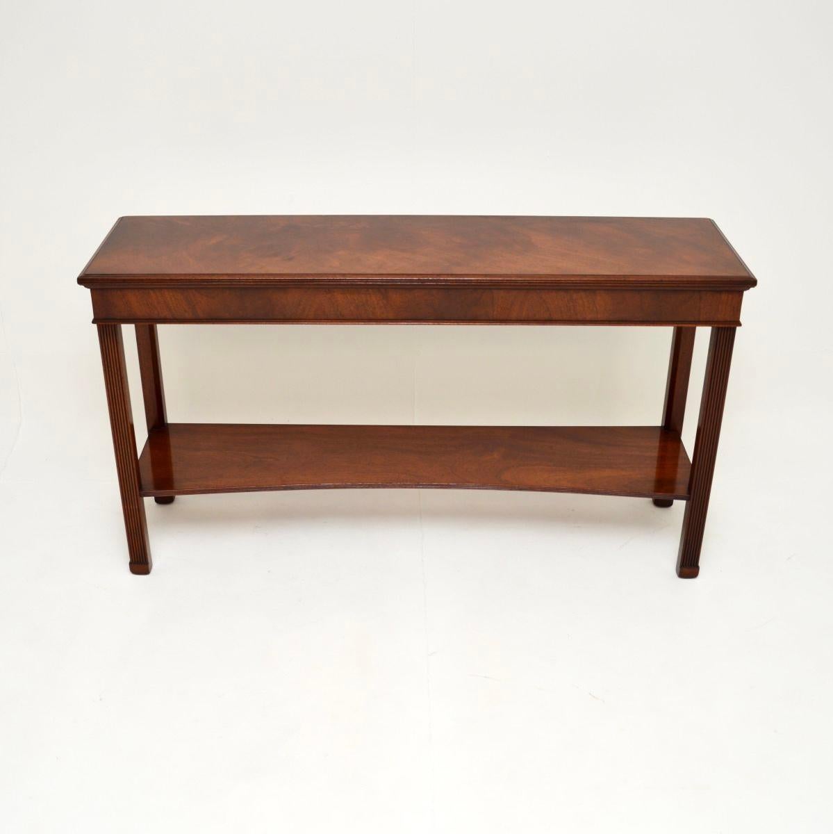 A smart and extremely well made antique console table. This was made in England, it dates from around the 1920-30’s.

The quality is outstanding, this is very sturdy and it is a useful size, being quite wide yet narrow from front to back. The second