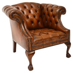 Antique Georgian Style Deep Buttoned Leather Armchair