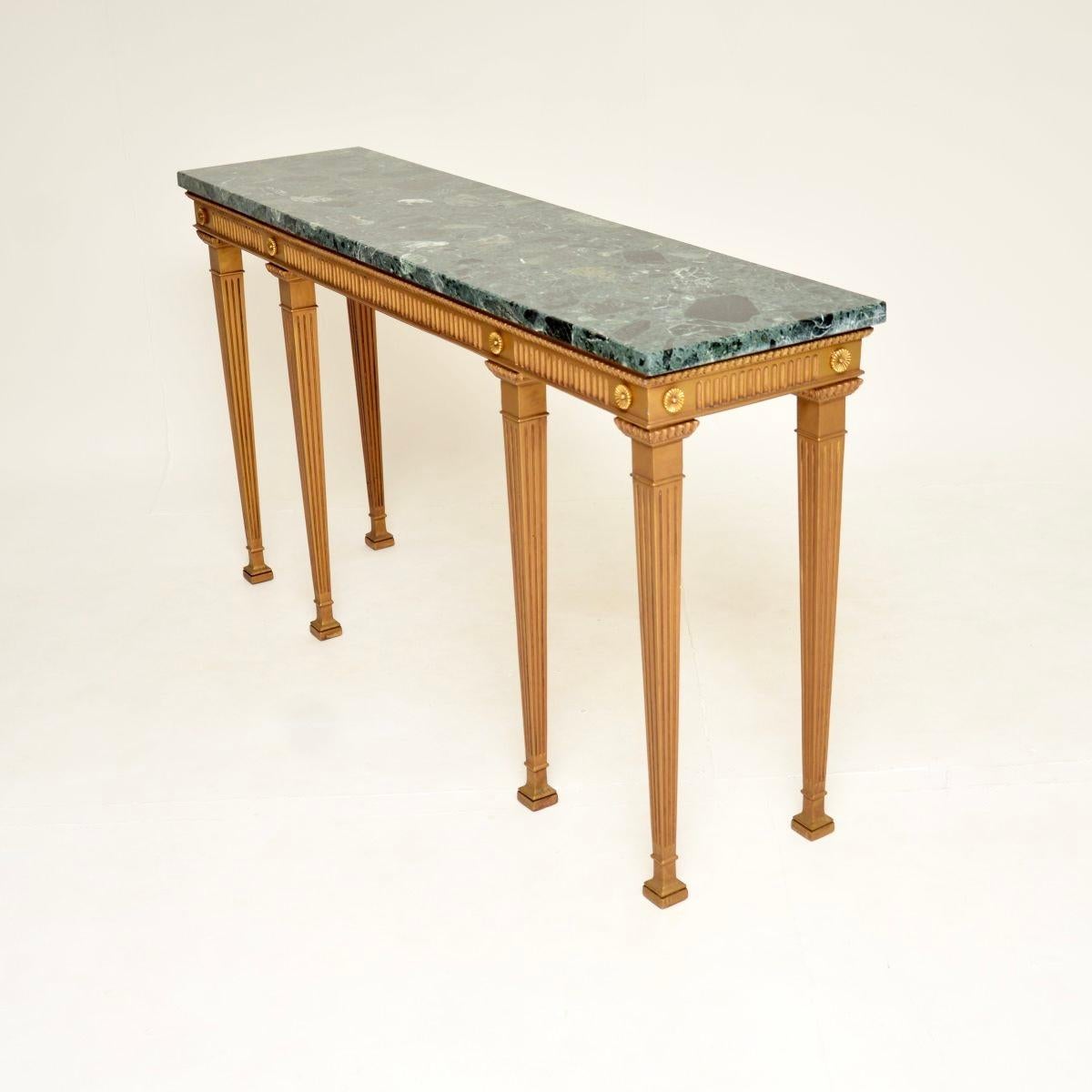 British Antique Georgian Style Gilt Wood Marble Top Console Table For Sale
