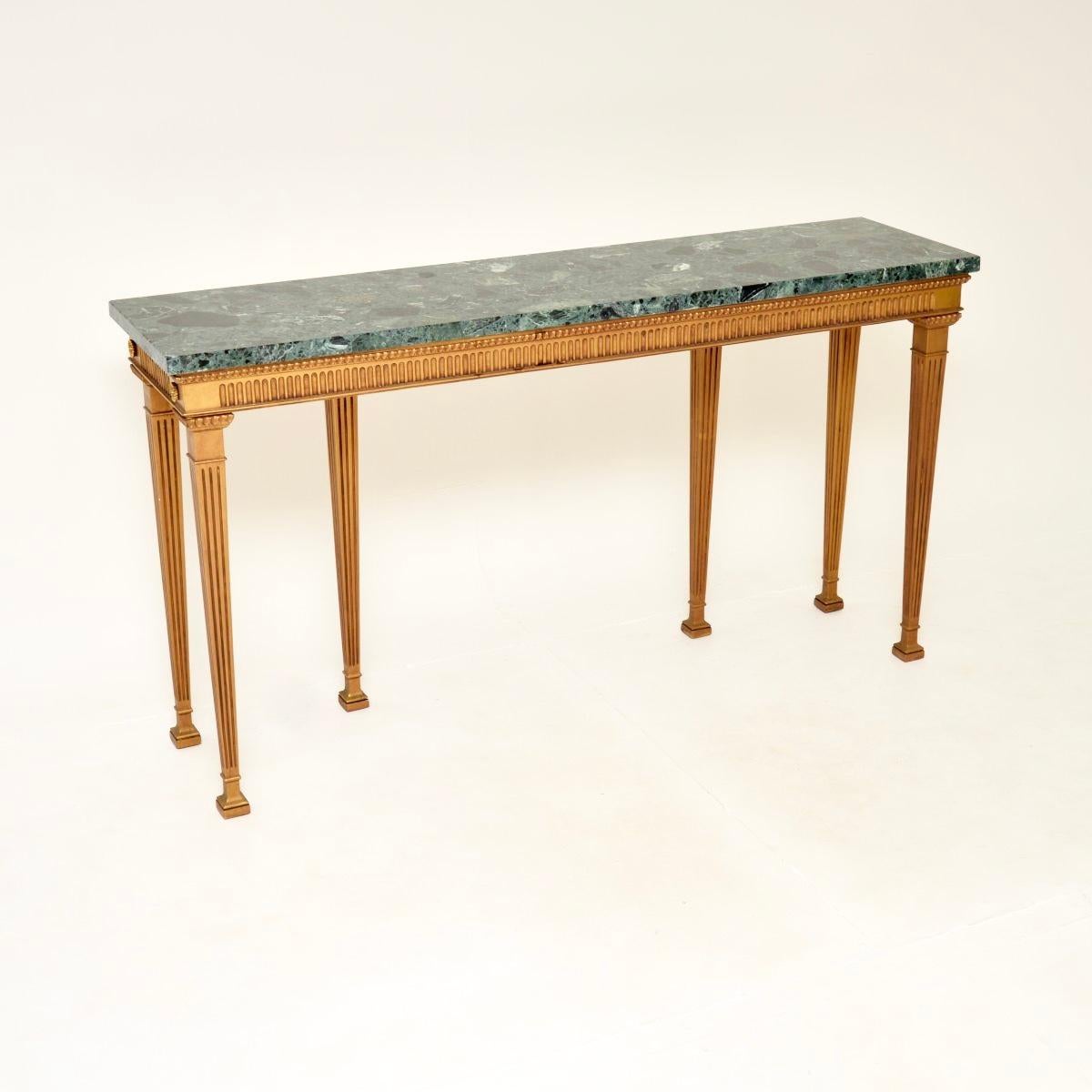 Antique Georgian Style Gilt Wood Marble Top Console Table In Good Condition For Sale In London, GB
