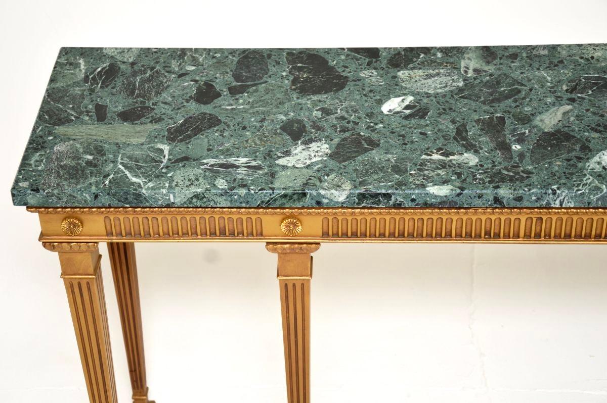 Mid-20th Century Antique Georgian Style Gilt Wood Marble Top Console Table For Sale