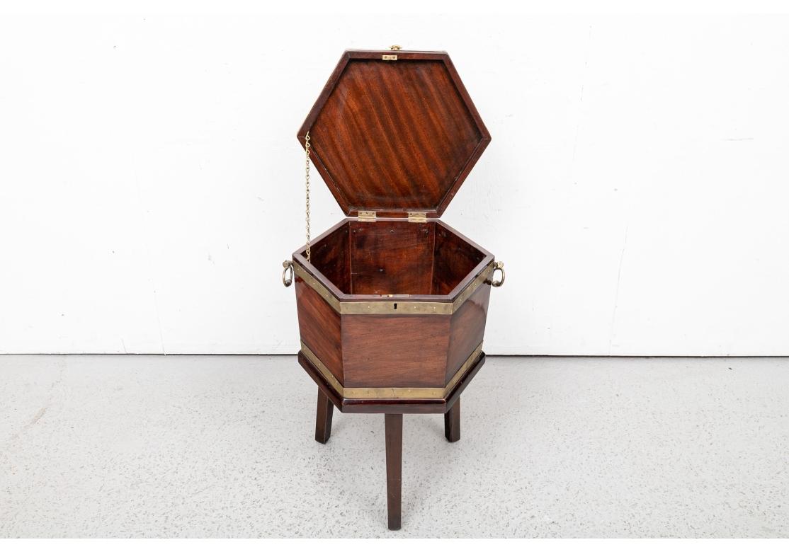 Antique Georgian Style Hexagonal Mahogany Cellaret In Distressed Condition For Sale In Bridgeport, CT