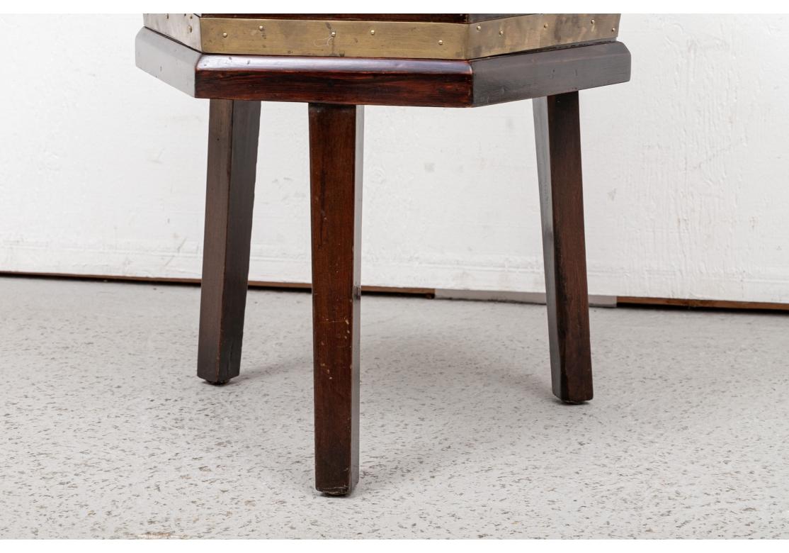 Brass Antique Georgian Style Hexagonal Mahogany Cellaret For Sale