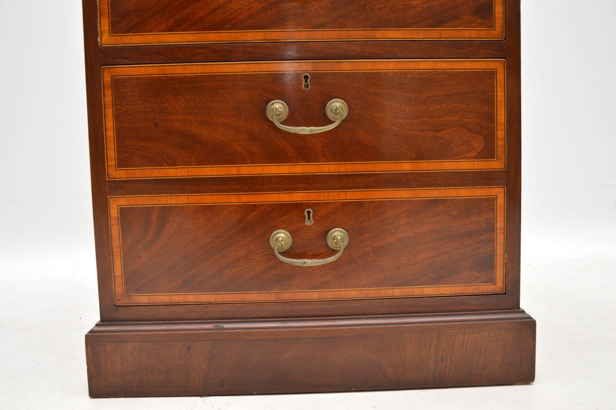 English Antique Georgian Style Inlaid Mahogany Filing Chest of Drawers 