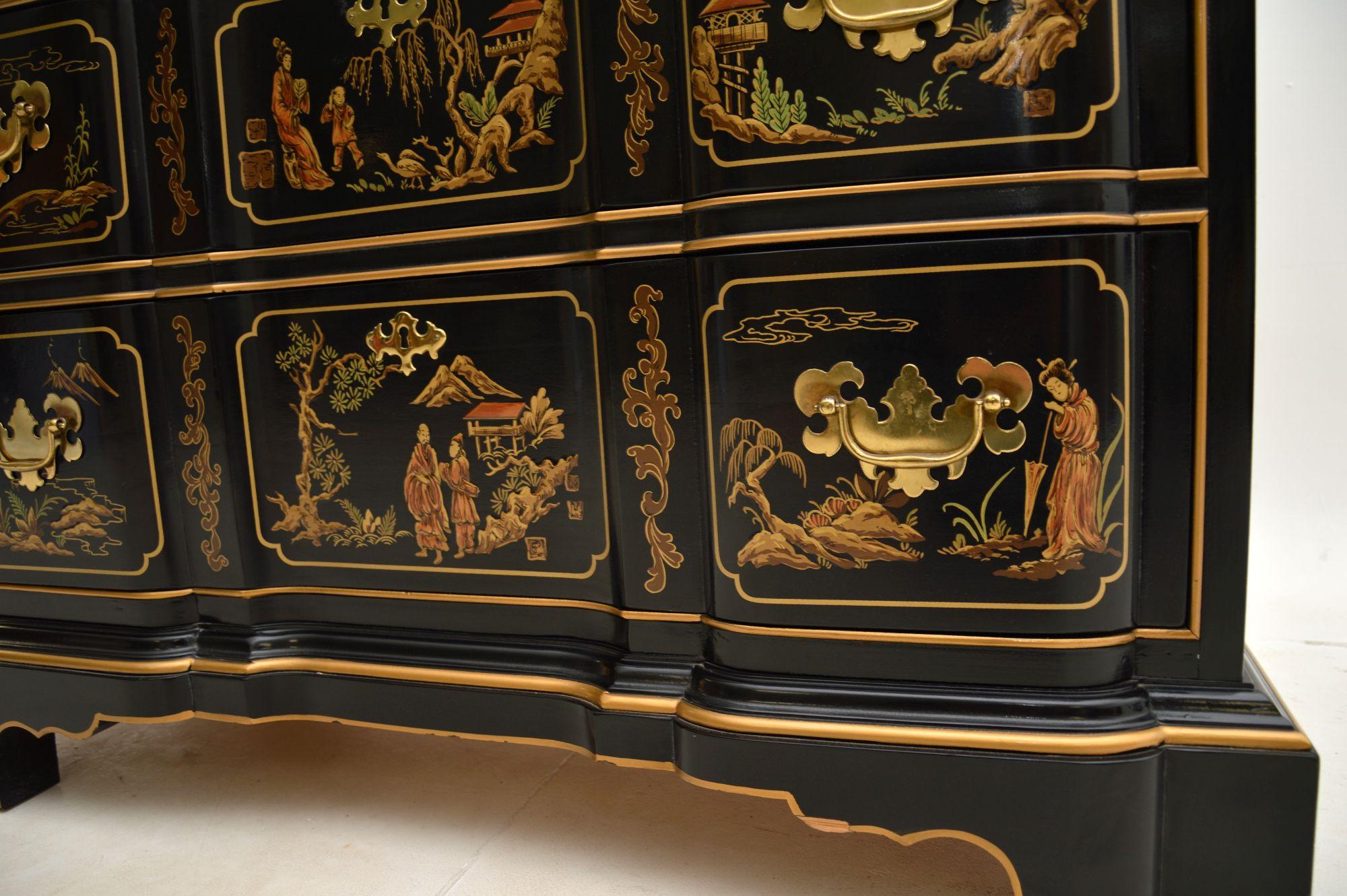 Antique Georgian Style Lacquered Chinoiserie Chest of Drawers 5