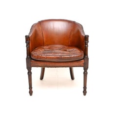 Antique Georgian Style Leather Armchair / Desk Chair